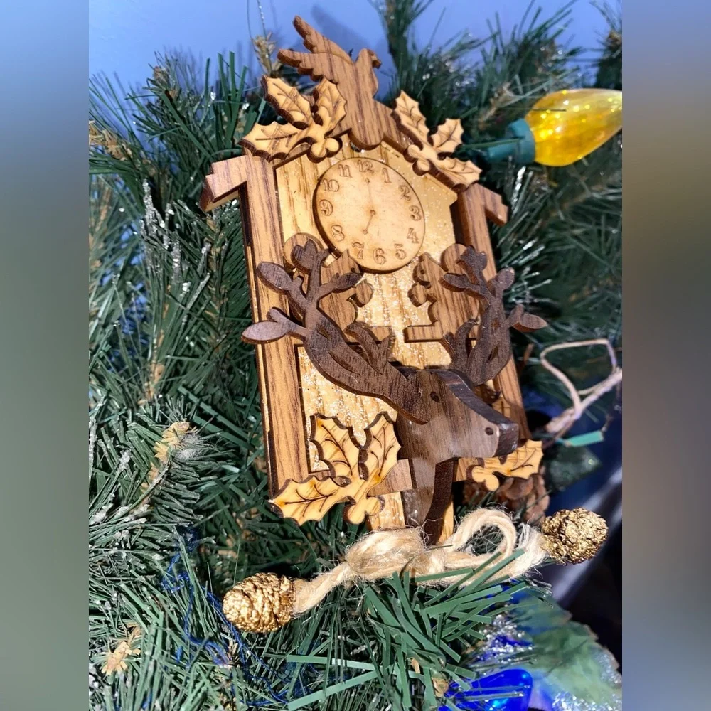 WOODEN CUCKOO CLOCK | Black Forest Germany Bavarian Christmas Ornament